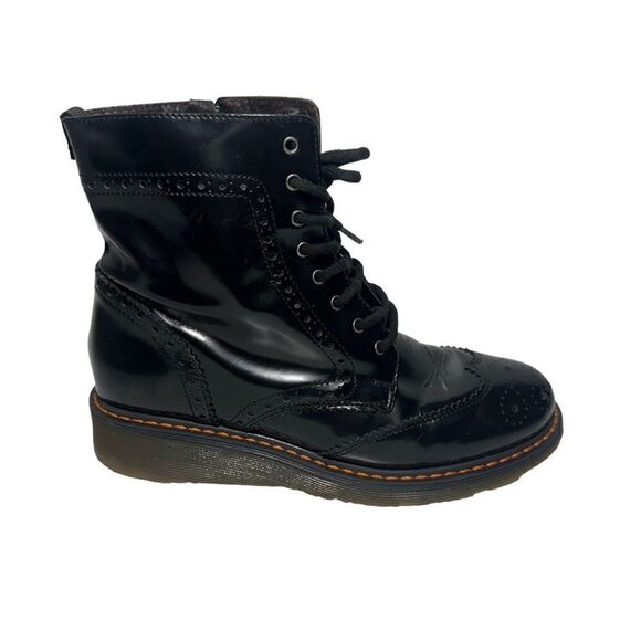 Barney's New York Chelsea Boot Womens 6 EU 37 Patent Leather Black Burgundy - Picture 1 of 5